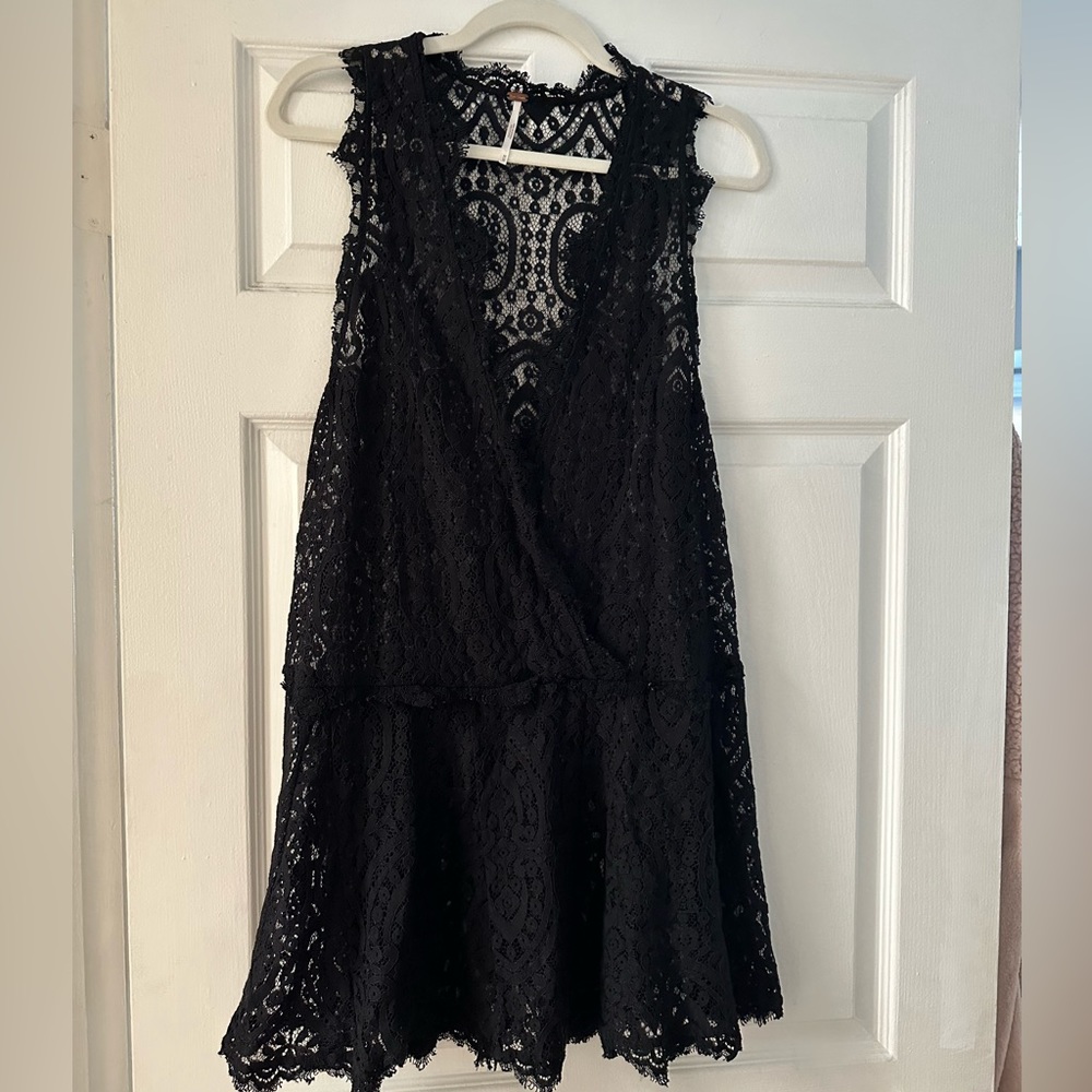Black Lace slip dress Free People